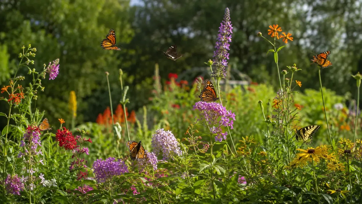 Jardin con flores para atraer mariposas